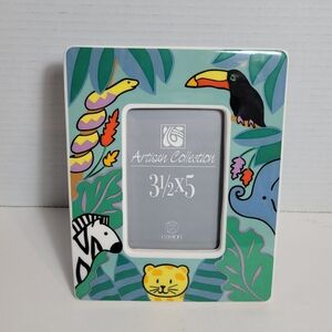 Easton Ceramic Tabletop Picture Frame Jungle Pattern 3.5 X 5